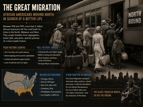 The Great Migration - African Americans moving to northern cities